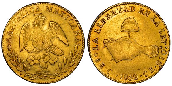 MESSICO. REPUBLICA. 8 Escudos 1852. Culican.