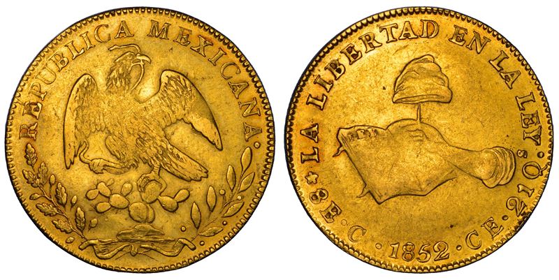 MESSICO. REPUBLICA. 8 Escudos 1852. Culican.  - Asta Numismatica - Cambi Casa d'Aste