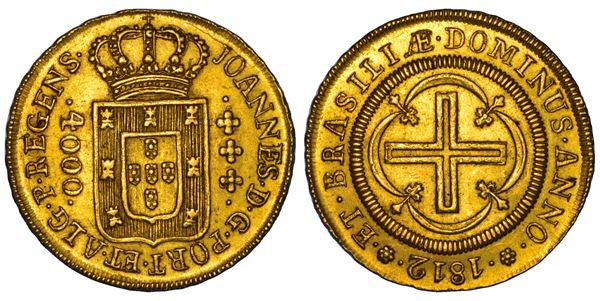 BRASILE. JOÃO (PRINCIPE REGGENTE), 1805-1818. 4000 Reis 1812. Rio.