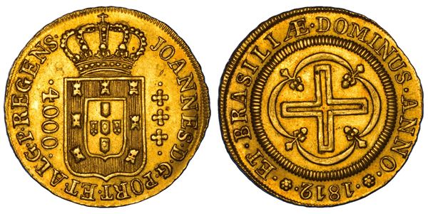 BRASILE. JOÃO (PRINCIPE REGGENTE), 1805-1818. 4000 Reis 1812. Rio.