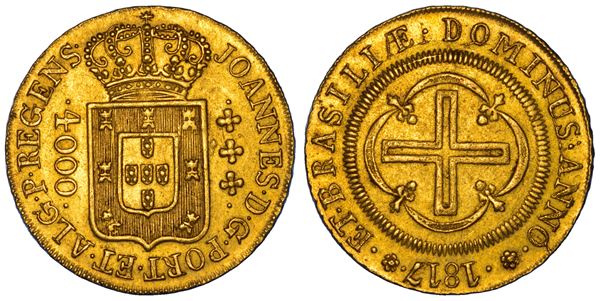 BRASILE. JOÃO (PRINCIPE REGGENTE), 1805-1818. 4000 Reis 1817. Rio.
