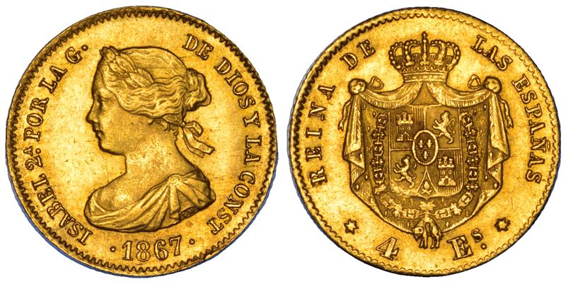 SPAGNA. ISABEL II, 1833-1868. 4 Escudos 1867, Madrid.  - Asta Numismatica - Cambi Casa d'Aste