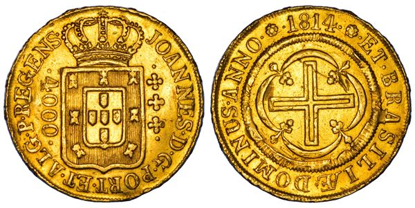 BRASILE. JOÃO (PRINCIPE REGGENTE), 1805-1818. 4000 Reis 1814. Rio.