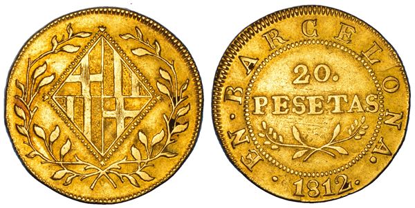 SPAGNA. JOSÉ NAPOLEONE, 1808-1814. 20 Pesetas 1812. Barcellona.