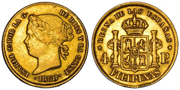 FILIPPINE. ISABEL II, 1833-68. 4 Pesos 1868. Manila.