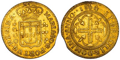 Maria I del Brasile, 4000 Reis 1804, Bahia, oro