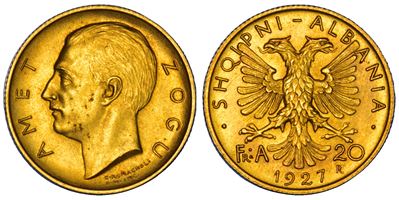AHMED ZOGU, 20 Franga 1927, Oro
