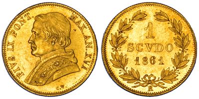 Stato Pontificio, Scudo di Pio IX (1846-1878) 1861/A, Roma
