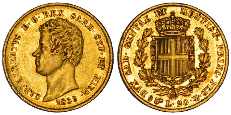 REGNO DI SARDEGNA. CARLO ALBERTO DI SAVOIA, 1831-1849. 20 Lire 1839. Torino.  - Auction Numismatics - Cambi Casa d'Aste
