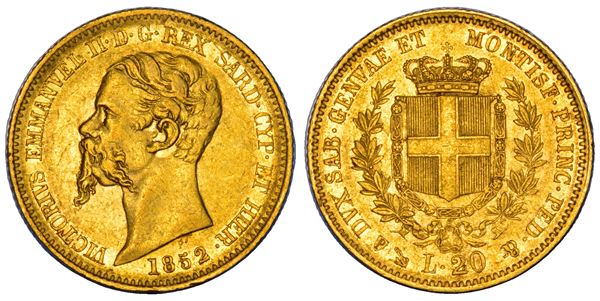 REGNO DI SARDEGNA. VITTORIO EMANUELE II DI SAVOIA, 1849-1861. 20 Lire 1852. Genova.