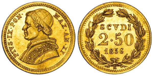 STATO PONTIFICIO. PIO IX, 1846-1878. 2,50 scudi 1856/A.XI. Roma.