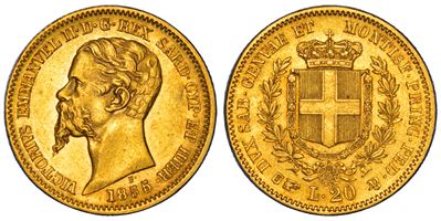 Regno di Sardegna, Vittorio Emanuele II di Savoia, 20 lire del 1855, Torino