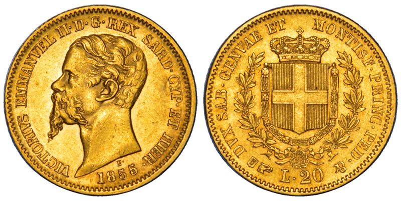 REGNO DI SARDEGNA. VITTORIO EMANUELE II DI SAVOIA, 1849-1861. 20 lire 1855. Torino.  - Auction Numismatics - Cambi Casa d'Aste