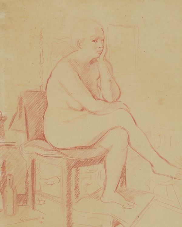 Giuseppe Bozzalla - Nudo femminile seduto