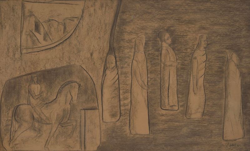 Carlo Sessa : Senza titolo  - tecnica mista su carta - Asta Occasioni d'Arte Moderna - Cambi Casa d'Aste