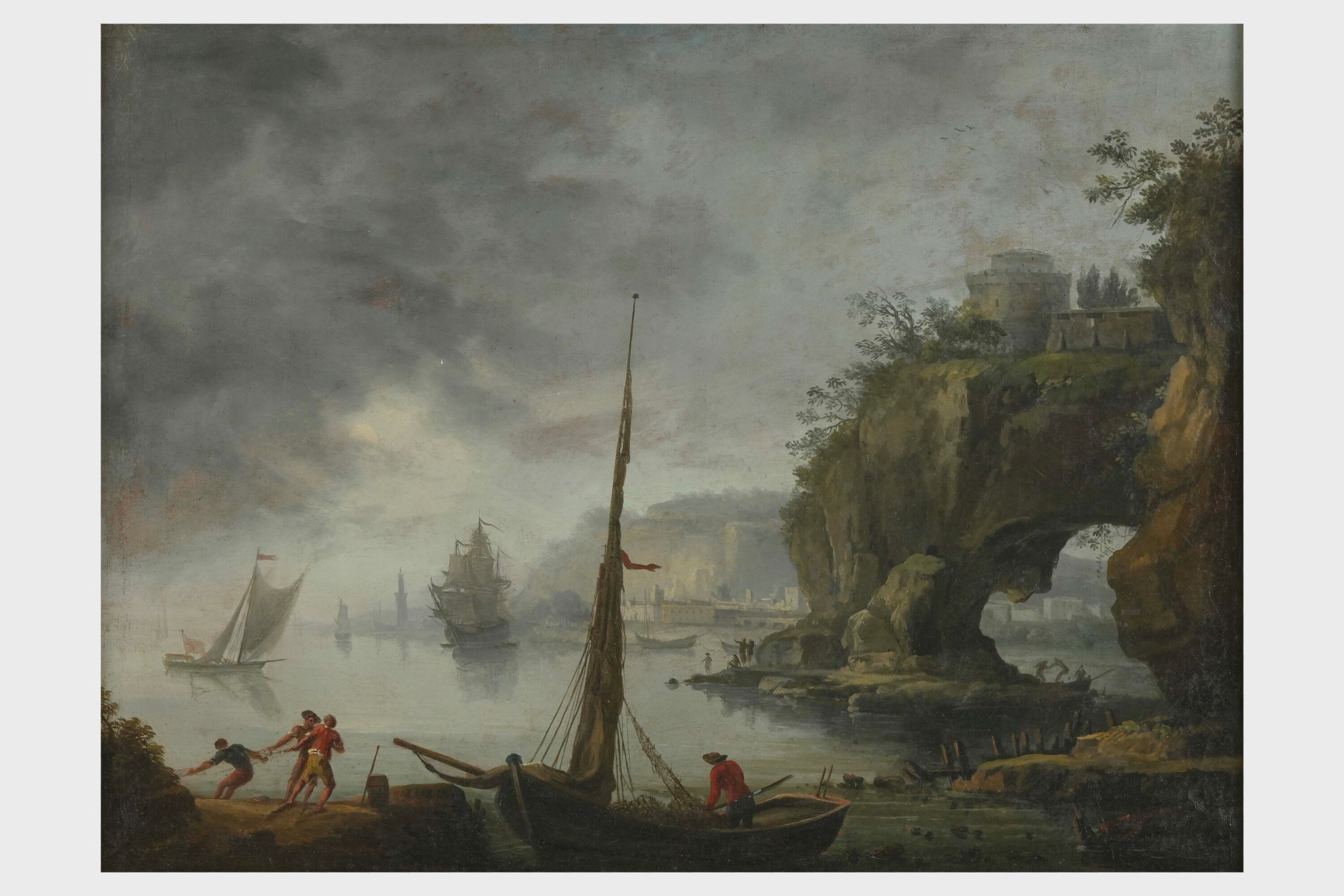 Claude Joseph Vernet - Veduta costiera con pescatori e imbarcazioni