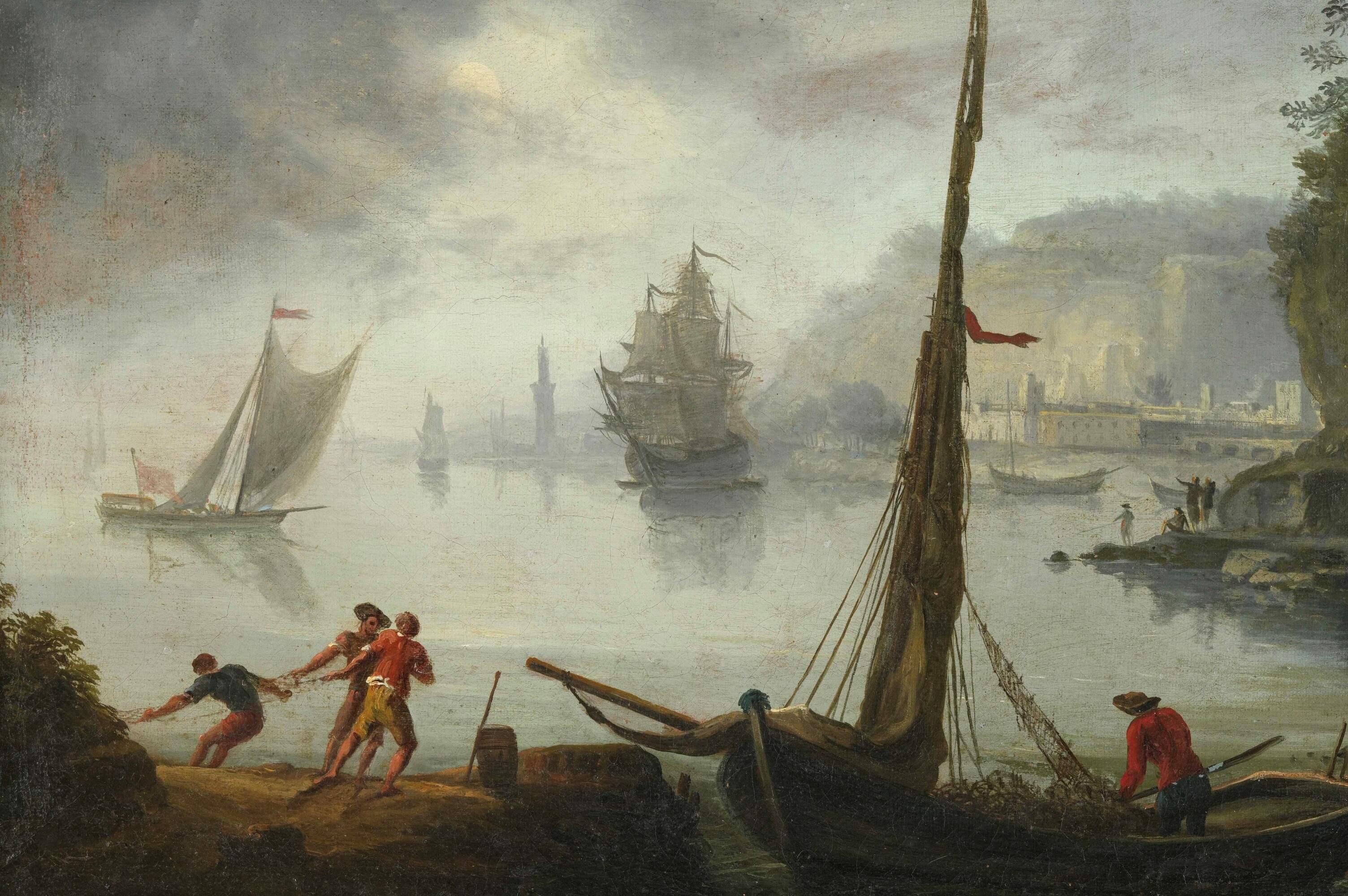 Claude Joseph Vernet - Veduta costiera con pescatori e imbarcazioni