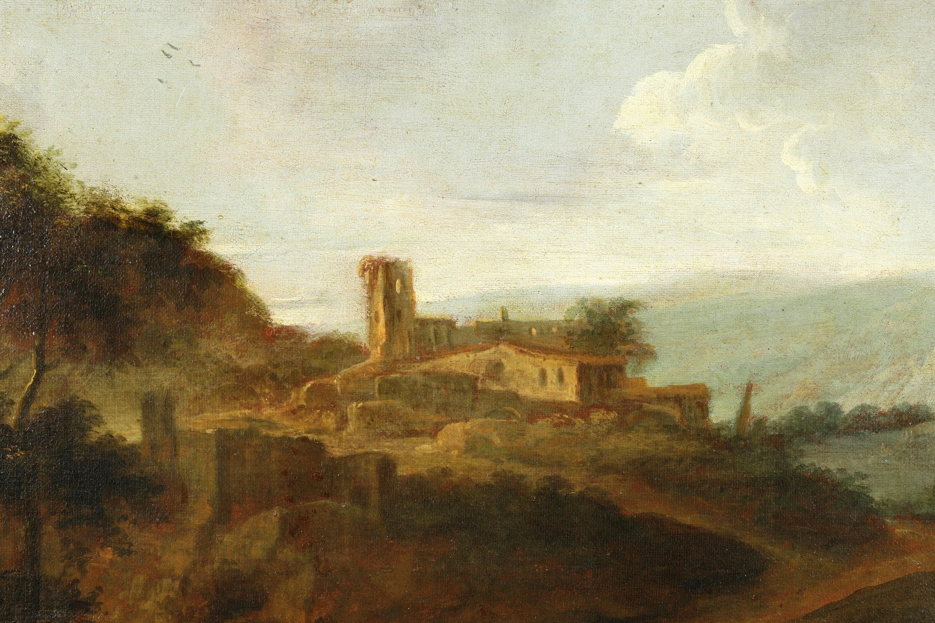Carlo Antonio Tavella - Paesaggio con figure, olio su tela