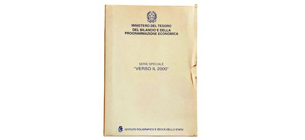 Italia 1998: Serie Speciale “Verso il 2000” completa di 2 monete d’argento celebrative Fondo Specchio alloggiate nel cofanetto originale.