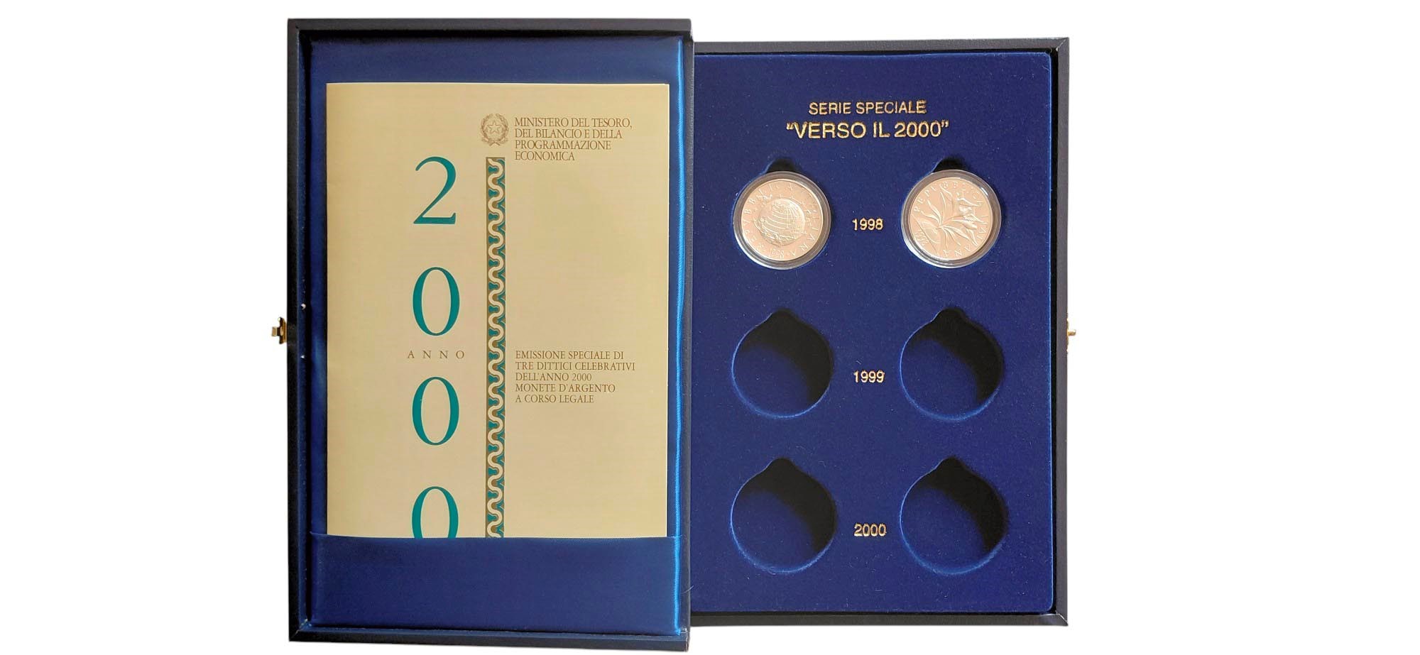 Italia 1998: Serie Speciale “Verso il 2000” completa di 2 monete d’argento celebrative Fondo Spec...