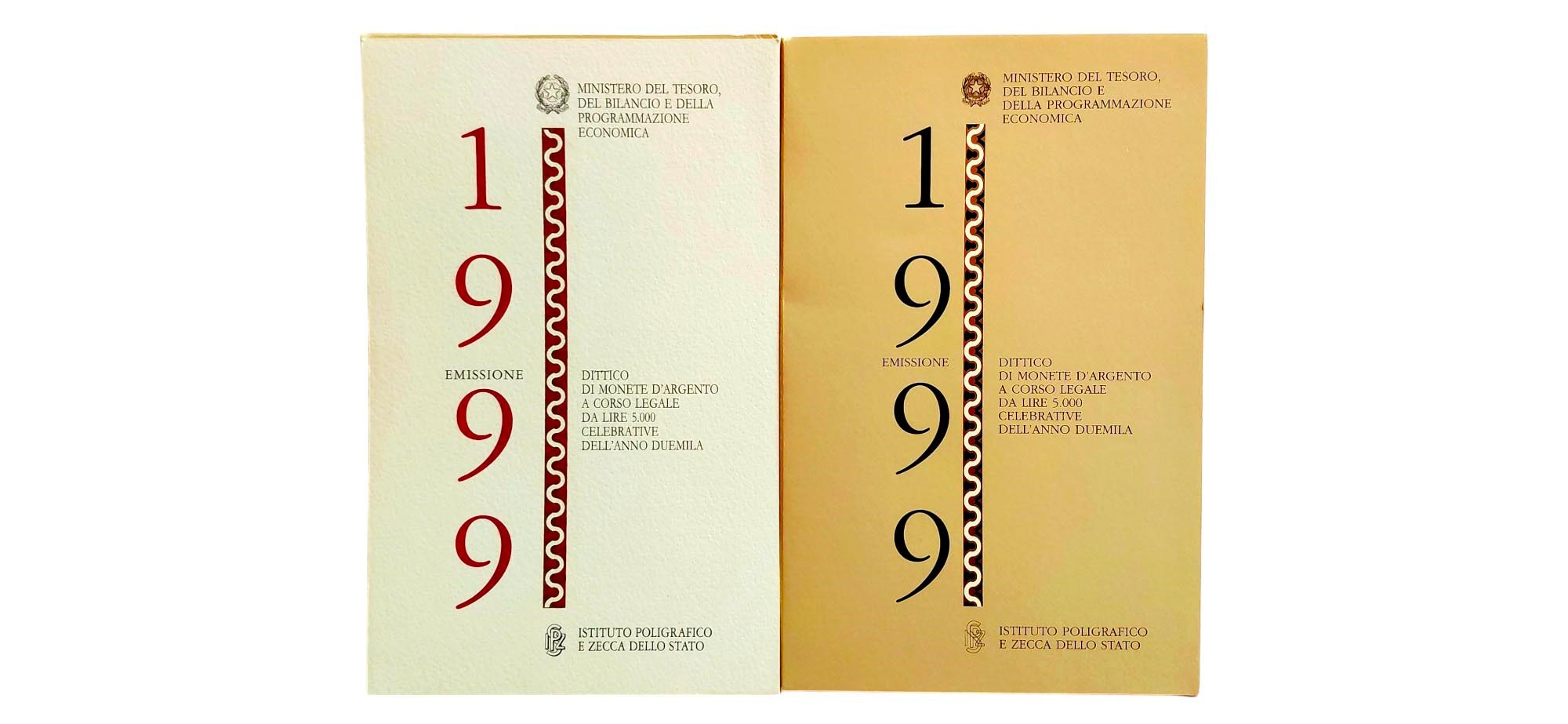 Italia 1999: Serie Speciale “Verso il 2000” completa di 2 monete celebrative Fondo Specchio allog...