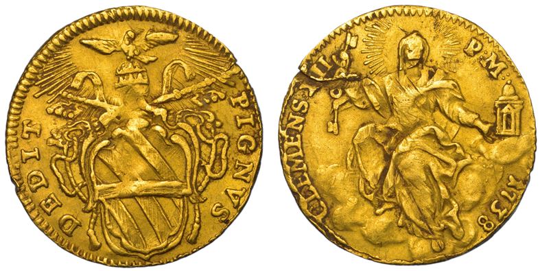 STATO PONTIFICIO. CLEMENTE XII, 1730-1740. Zecchino 1738. Roma.  - Auction Light Numismatics - Cambi Casa d'Aste