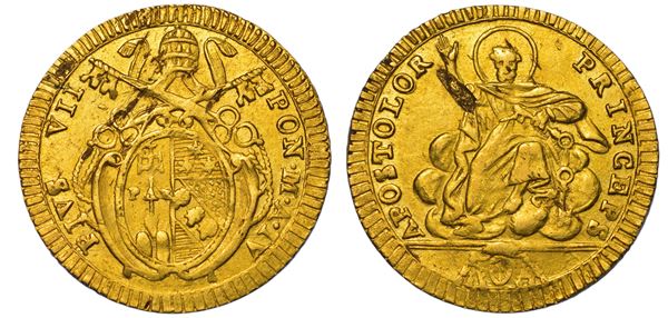 STATO PONTIFICIO. PIO VII, 1800-1823. Doppia romana A. IV. Roma.