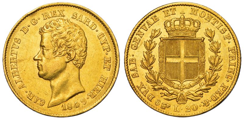 REGNO DI SARDEGNA. CARLO ALBERTO DI SAVOIA, 1831-1849. 20 Lire 1849. Torino.  - Auction Light Numismatics - Cambi Casa d'Aste