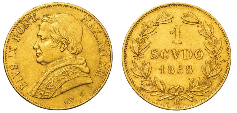 STATO PONTIFICIO. PIO IX, 1846-1878. Scudo 1858/A. XII. Roma.  - Auction Light Numismatics - Cambi Casa d'Aste