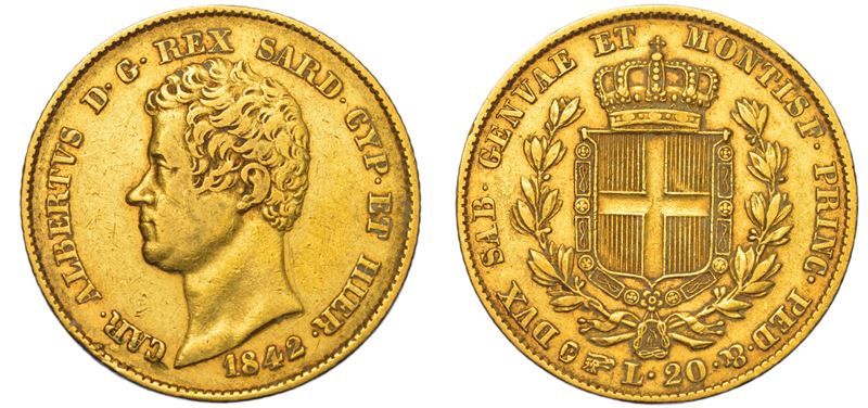 REGNO DI SARDEGNA. CARLO ALBERTO DI SAVOIA, 1831-1849. 20 Lire 1842. Torino.  - Auction Light Numismatics - Cambi Casa d'Aste