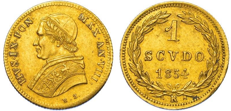 STATO PONTIFICIO. PIO IX. Scudo 1854/A. VIII.  - Auction Light Numismatics - Cambi Casa d'Aste