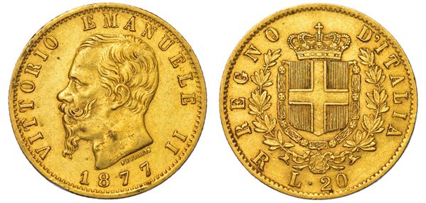 REGNO D'ITALIA. VITTORIO EMANUELE II DI SAVOIA, 1861-1878. 20 Lire 1877. Roma.