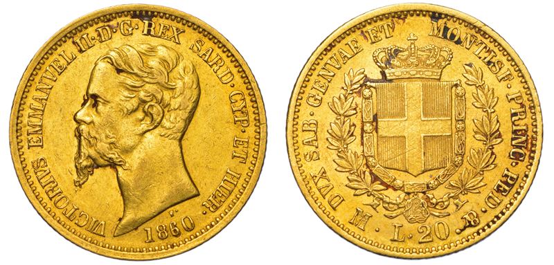REGNO DI SARDEGNA. VITTORIO EMANUELE II DI SAVOIA, 1849-1861. 20 Lire 1860. Milano.  - Auction Light Numismatics - Cambi Casa d'Aste