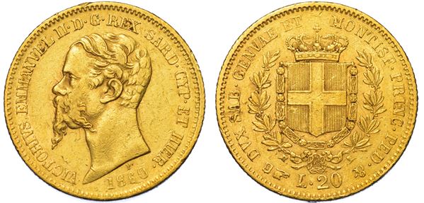 REGNO DI SARDEGNA. VITTORIO EMANUELE II DI SAVOIA, 1849-1861. 20 Lire 1860. Torino.