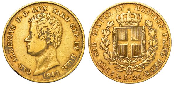 REGNO DI SARDEGNA. CARLO ALBERTO DI SAVOIA, 1831-1849. 20 Lire 1841. Genova.
