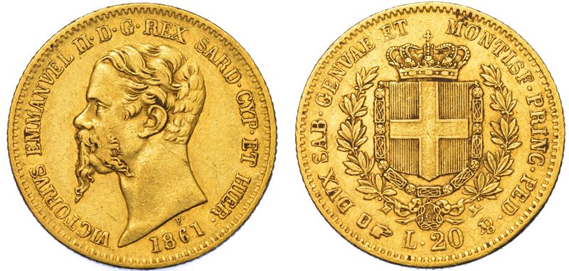 REGNO DI SARDEGNA. VITTORIO EMANUELE II DI SAVOIA, 1849-1861. 20 Lire 1861. Torino.  - Auction Light Numismatics - Cambi Casa d'Aste