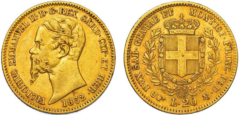 REGNO DI SARDEGNA. VITTORIO EMANUELE II DI SAVOIA, 1849-1861. 20 Lire 1852. Torino.  - Asta Numismatica Light - Cambi Casa d'Aste