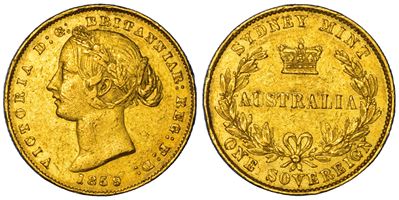 Australia, Moneta Sovereign del 1859, Sydney