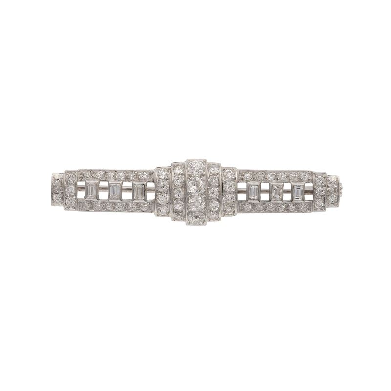 Diamond and platinum brooch  - Auction Fine Jewellery - Cambi Casa d'Aste