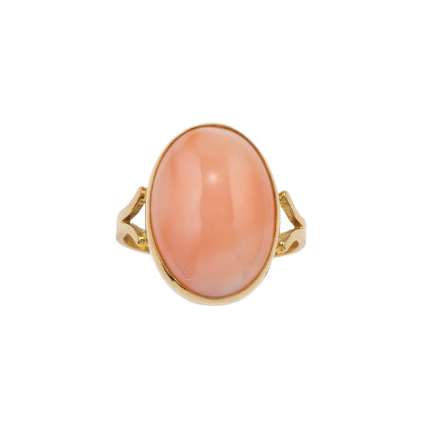 Coral and gold ring