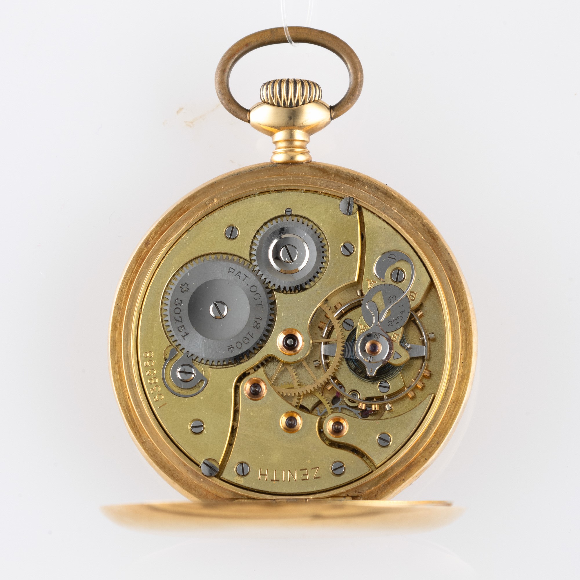 Zenith - Orologio da Tasca in Oro Giallo 18k, Quadrante Smalto Bianco con Numeri Arabi e Piccoli ...