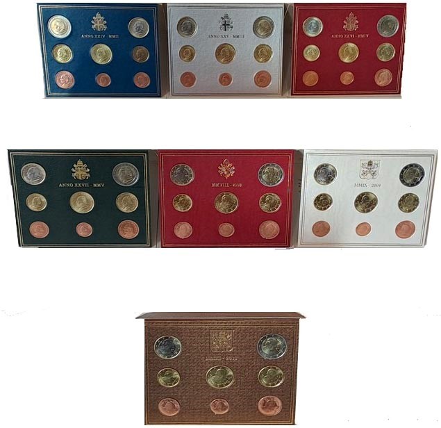 Vaticano 2002-2011 - 7 divisionali Euro FdC (1° lotto).