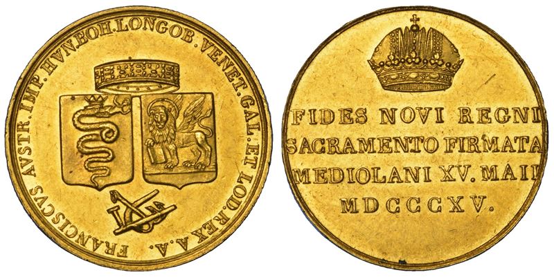 MILANO. FRANCESCO I D'ASBURGO LORENA, 1815-1835. Medaglia o gettone 1815. Giuramento delle Province Lombarde.  - Asta Numismatica - Cambi Casa d'Aste