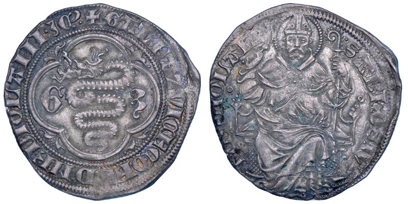 MILANO. GIAN GALEAZZO VISCONTI SECONDO PERIODO, DUCA DI MILANO, 1395-1402. Grosso o pegione.  - Auction Numismatics - Cambi Casa d'Aste