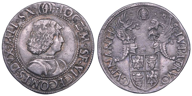 MILANO. GIAN GALEAZZO MARIA SFORZA, Reggenza di Ludovico Maria Sforza, 1480-1494. Testone (o Grosso da 20 Soldi).  - Auction Numismatics - Cambi Casa d'Aste