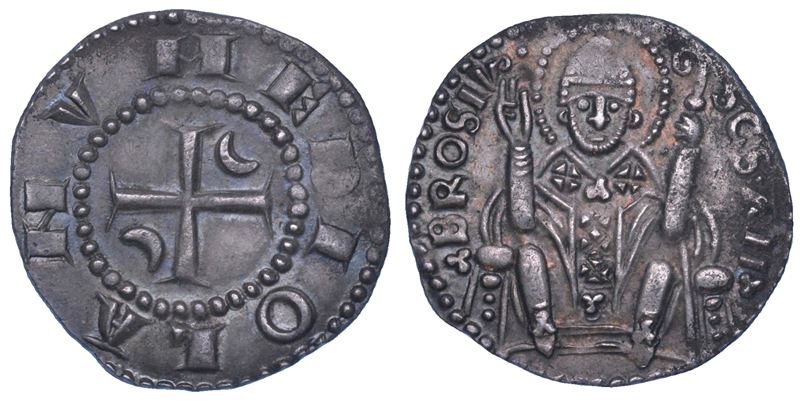 MILANO. ETA' COMUNALE, MONETE SENZA IL NOME DELL'IMPERATORE, METÀ XIII - INIZIO XIV SEC. Ambrosino d’argento (sesto tipo).  - Auction Numismatics - Cambi Casa d'Aste