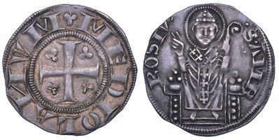 Milano, Moneta senza il nome dell'imperatore, Ambrosino piccolo, metà XIII - inizio XIV secolo