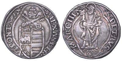 Stato Pontificio, Alessandro VI, 1492-1503, Terzo di grosso, Ancona