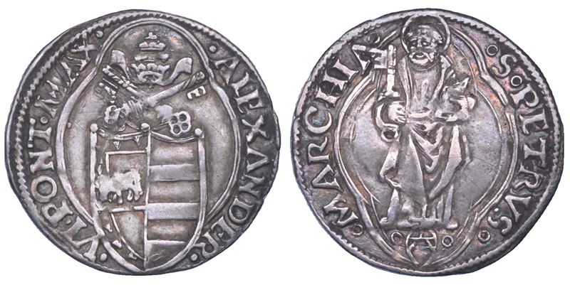 STATO PONTIFICIO. ALESSANDRO VI, 1492-1503. Terzo di grosso. Ancona.  - Asta Numismatica - Cambi Casa d'Aste