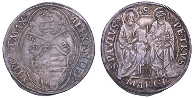 Stato Pontificio, Grosso di Alessandro VI (1492-1503), argento, mm. 28,41